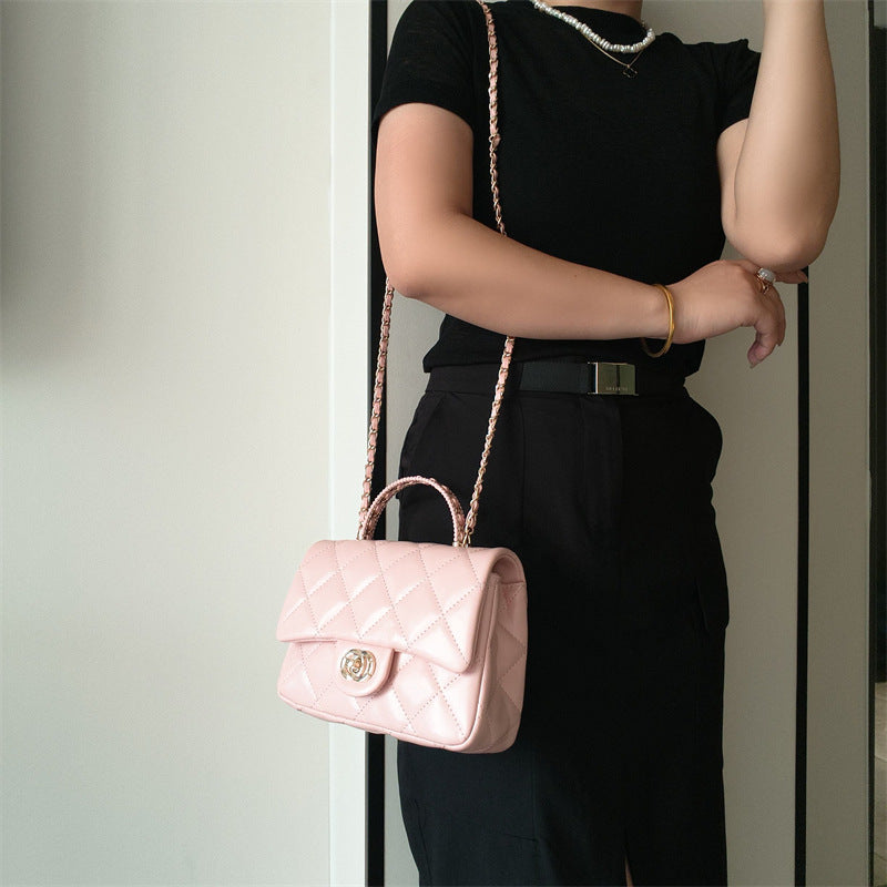 C Series · Genuine Leather Quilted Mini Pearl Handle Flap Bag – 4 Colors | Greenyuna