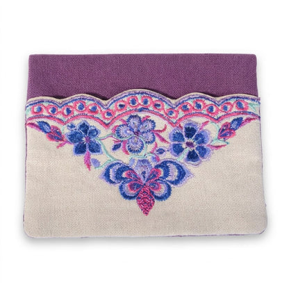 Floral Embroidered Linen Tissue Holder