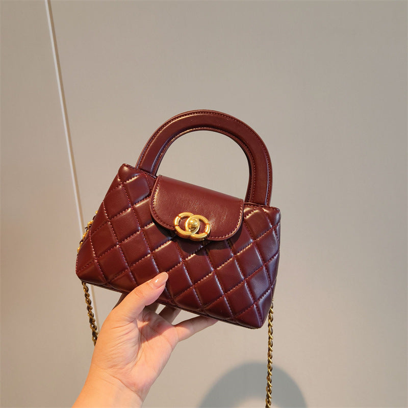 Mini Genuine Leather Quilted Top Handle Bag – 6 Colors | Handheld & Crossbody | Greenyuna