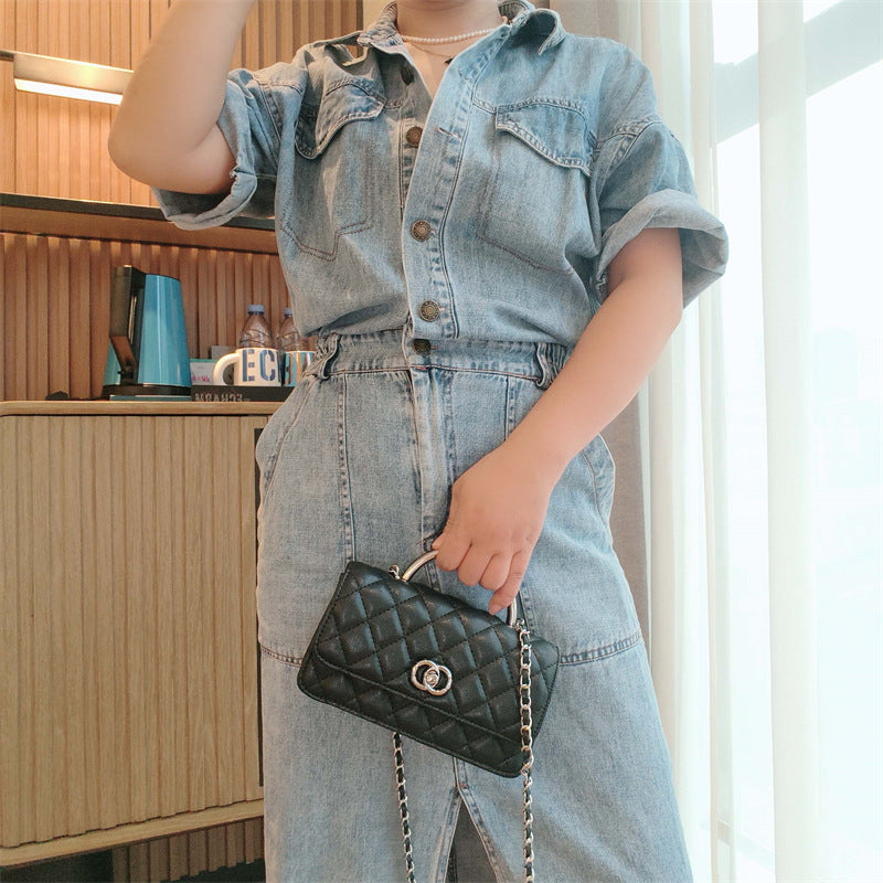 C Series · Genuine Leather Quilted Top Handle Chain Flap Bag – 5 Colors | Handheld & Crossbody | Greenyuna