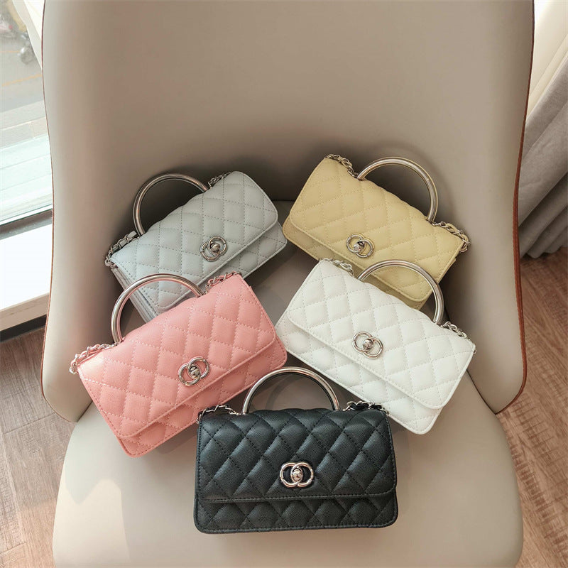 C Series · Genuine Leather Quilted Top Handle Chain Flap Bag – 5 Colors | Handheld & Crossbody | Greenyuna