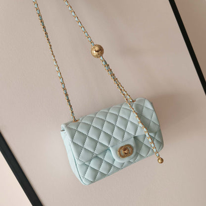 C Series · Mini Genuine Leather Quilted Chain Crossbody Bag – 7 Colors | Classic Small Flap | Greenyuna