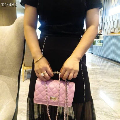 C Series | Genuine Leather Quilted Top-Handle Bag – Chain Handle Mini Crossbody