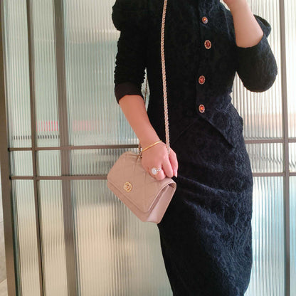 C Series · Genuine Leather Quilted Mini Chain Top Handle Flap Bag – 5 Colors | Greenyuna