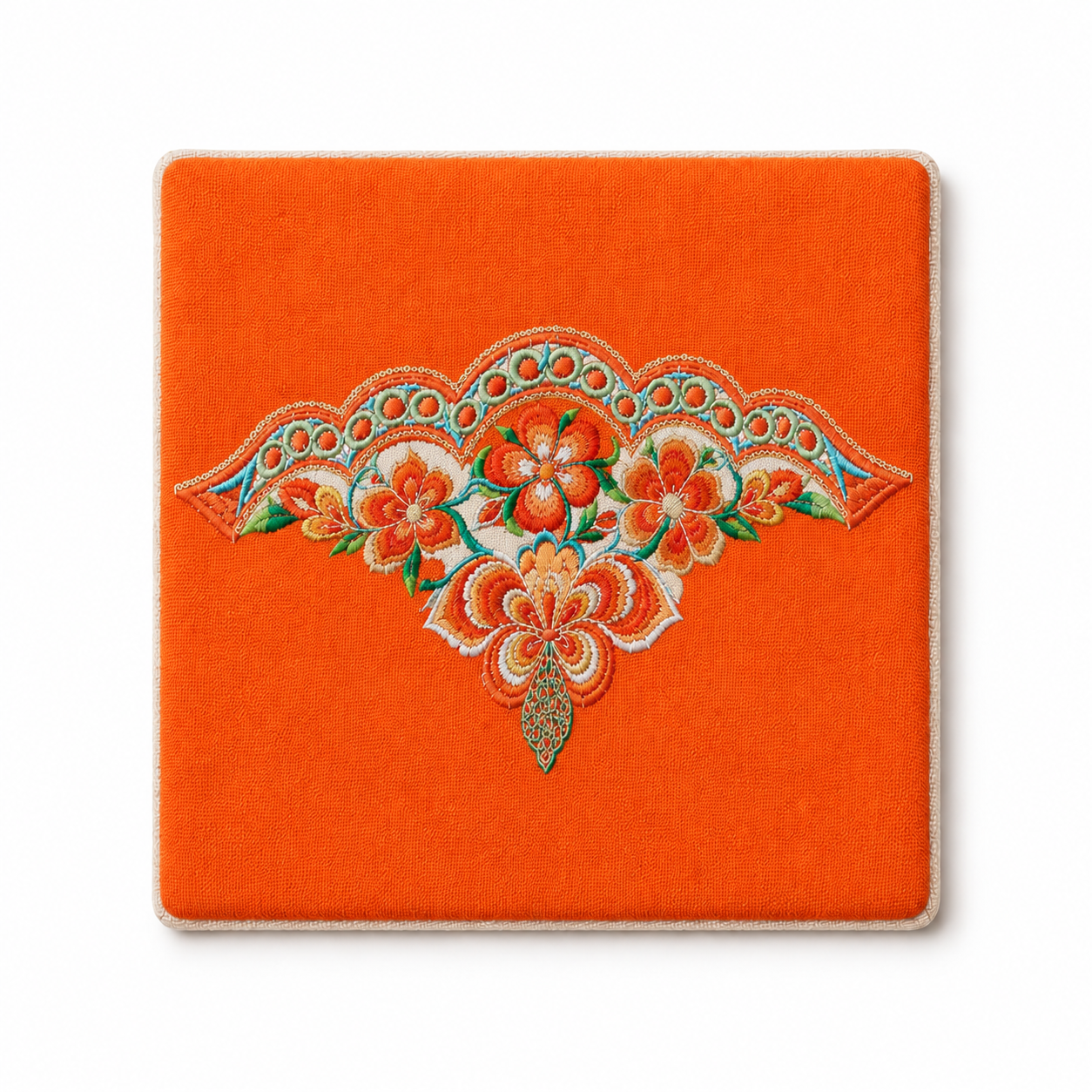 Handmade Embroidered Linen Coaster Set of 4