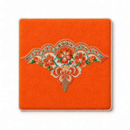 Handmade Embroidered Linen Coaster Set of 4