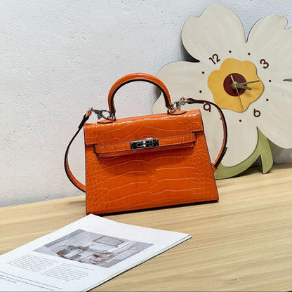 H Series Croc-Embossed Top-Handle Bag | 22cm | Factory Direct Wholesale