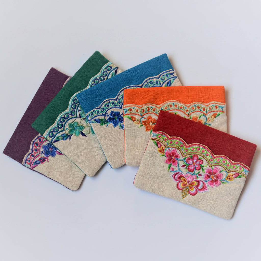 Floral Embroidered Linen Tissue Holder