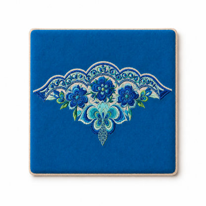 Handmade Embroidered Linen Coaster Set of 4