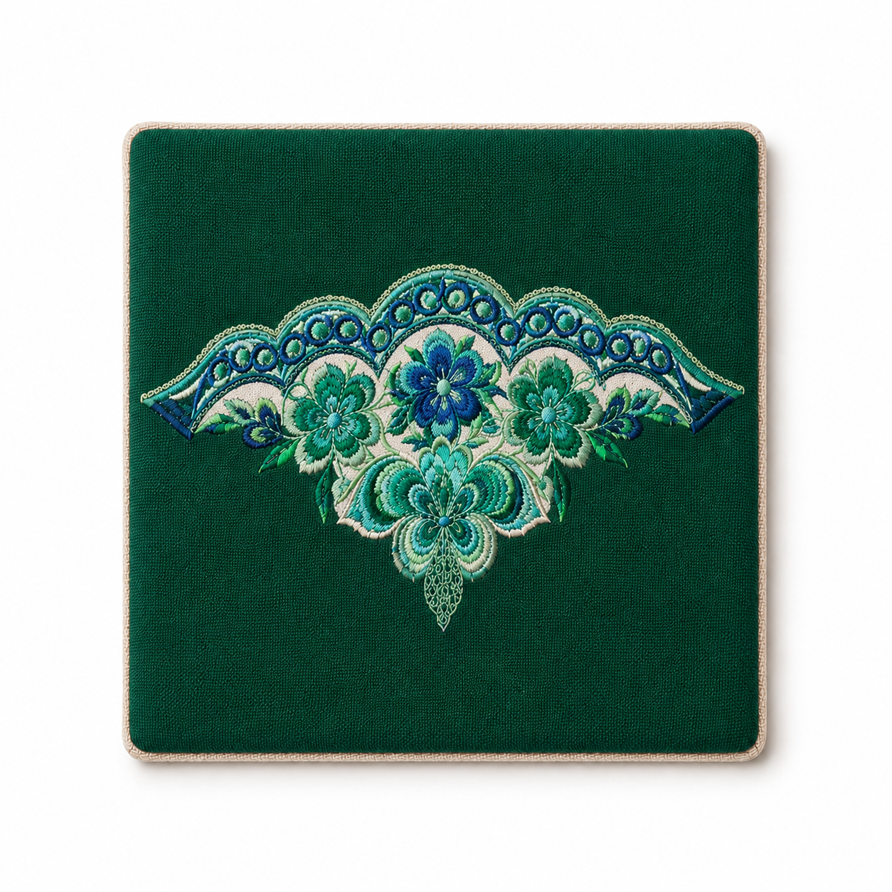 Handmade Embroidered Linen Coaster Set of 4