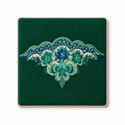 Handmade Embroidered Linen Coaster Set of 4