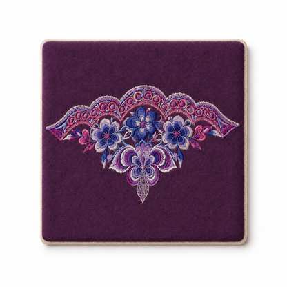 Handmade Embroidered Linen Coaster Set of 4