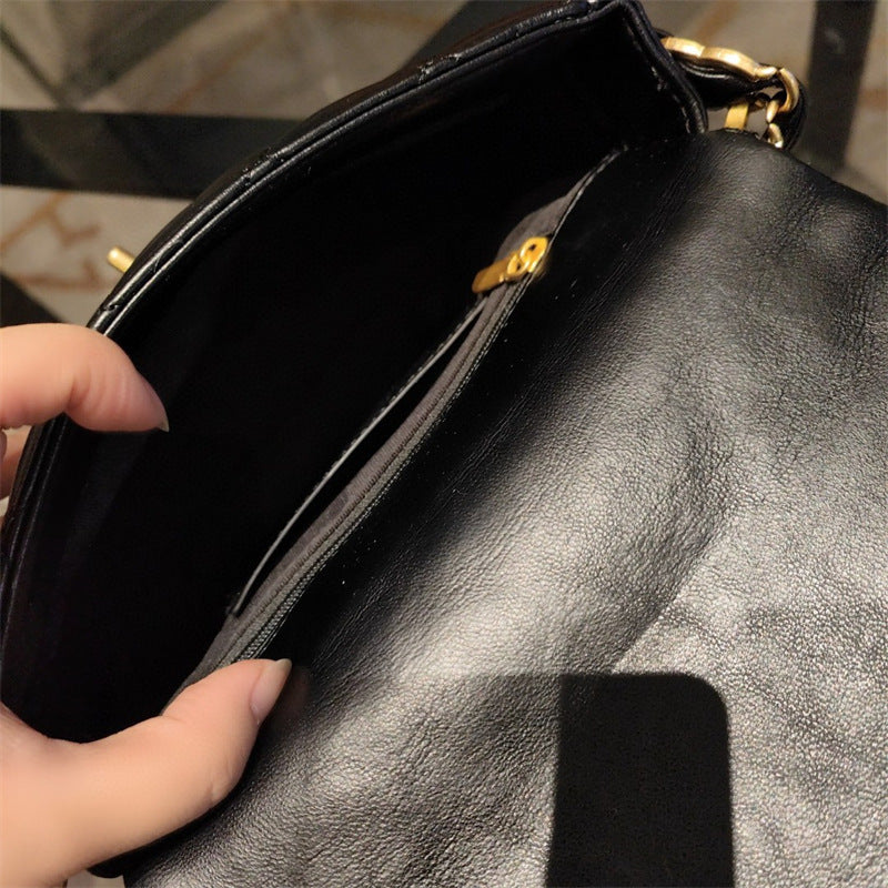 Mini Genuine Leather Quilted Flap Crossbody Bag – 6 Colors | Gold Chain | Greenyuna