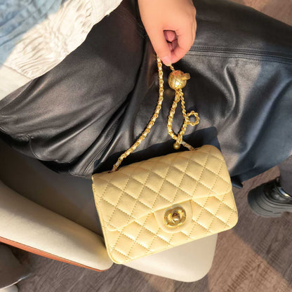 C Series · Mini Genuine Leather Quilted Chain Crossbody Bag – 7 Colors | Classic Small Flap | Greenyuna