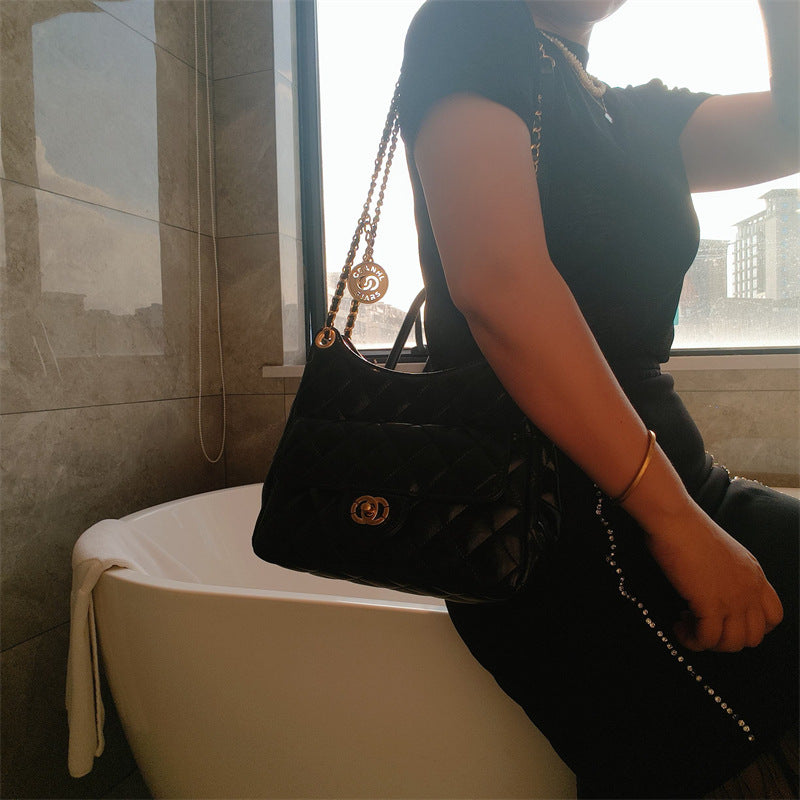 C Series · Genuine Leather Quilted Chain Shoulder Tote Bag – 5 Colors | Soft Hobo Style | Greenyuna