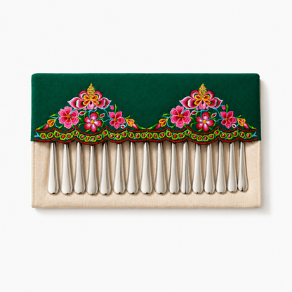 Handmade Embroidered Linen Cutlery Holder for Table