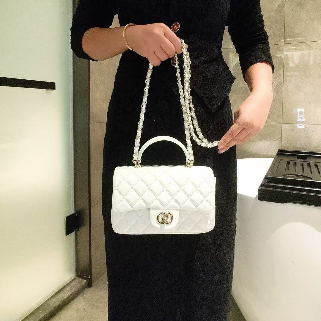 Mini Genuine Leather Quilted Flap Chain Bag – 6 Colors | Crossbody & Shoulder | Greenyuna