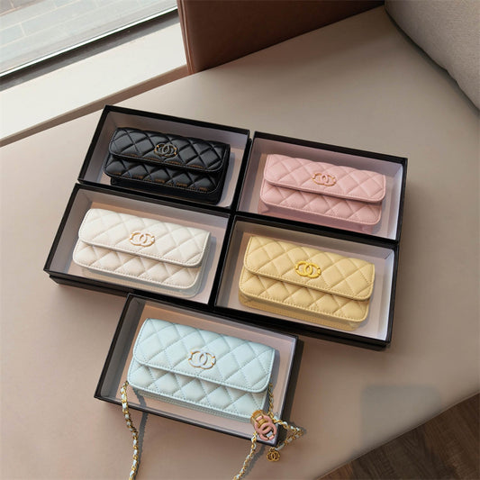 C Series · Mini Genuine Leather Quilted Wallet-On-Chain Bag – 5 Colors | Crossbody & Clutch | Greenyuna