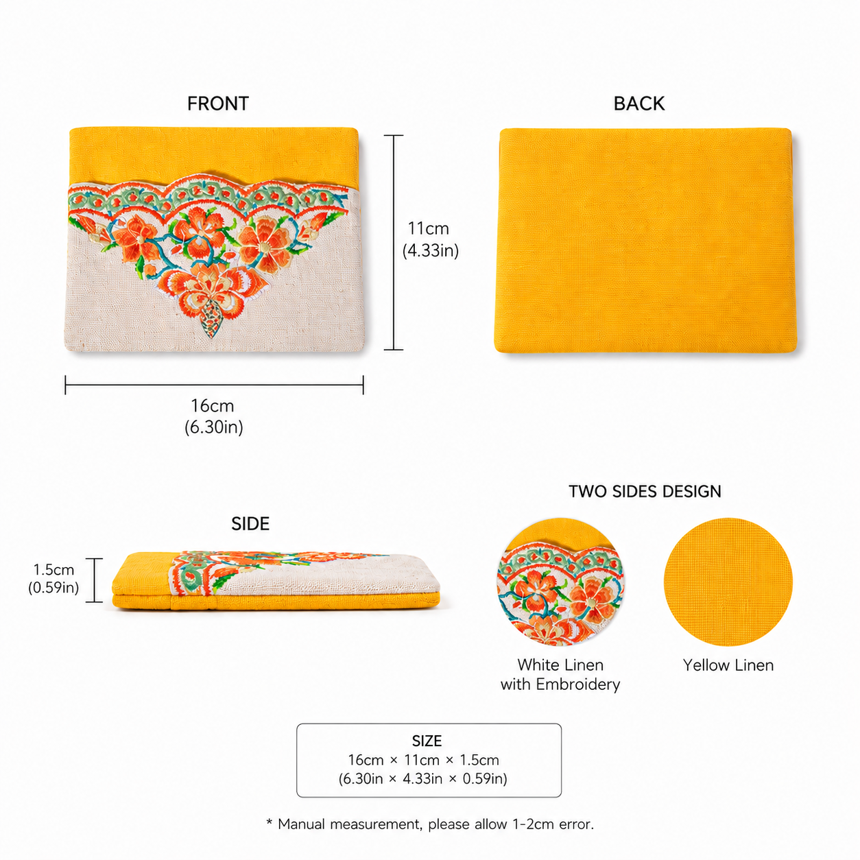 Floral Embroidered Linen Tissue Holder