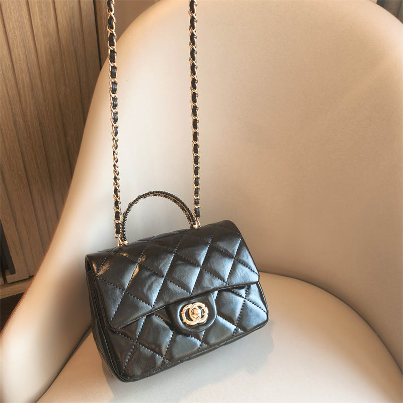 C Series · Genuine Leather Quilted Mini Pearl Handle Flap Bag – 4 Colors | Greenyuna