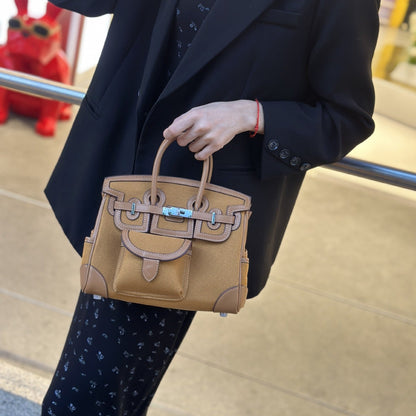 H Series Playful Outline Bag 25×13×21 cm | Canvas & PU Top Handle