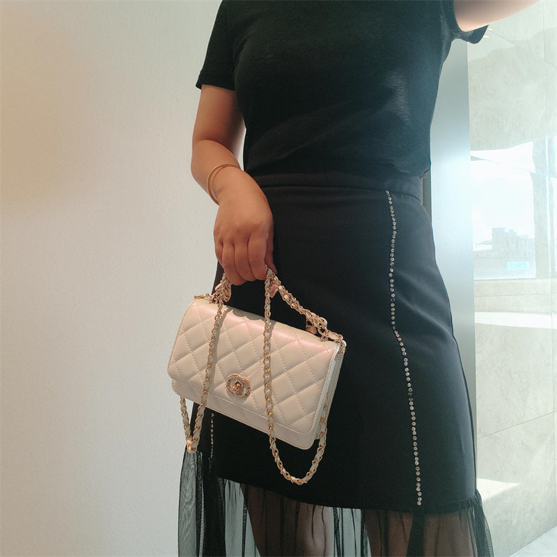 C Series · Genuine Leather Quilted Medium Flap Bag with Charm Chain – 4 Colors | Greenyuna