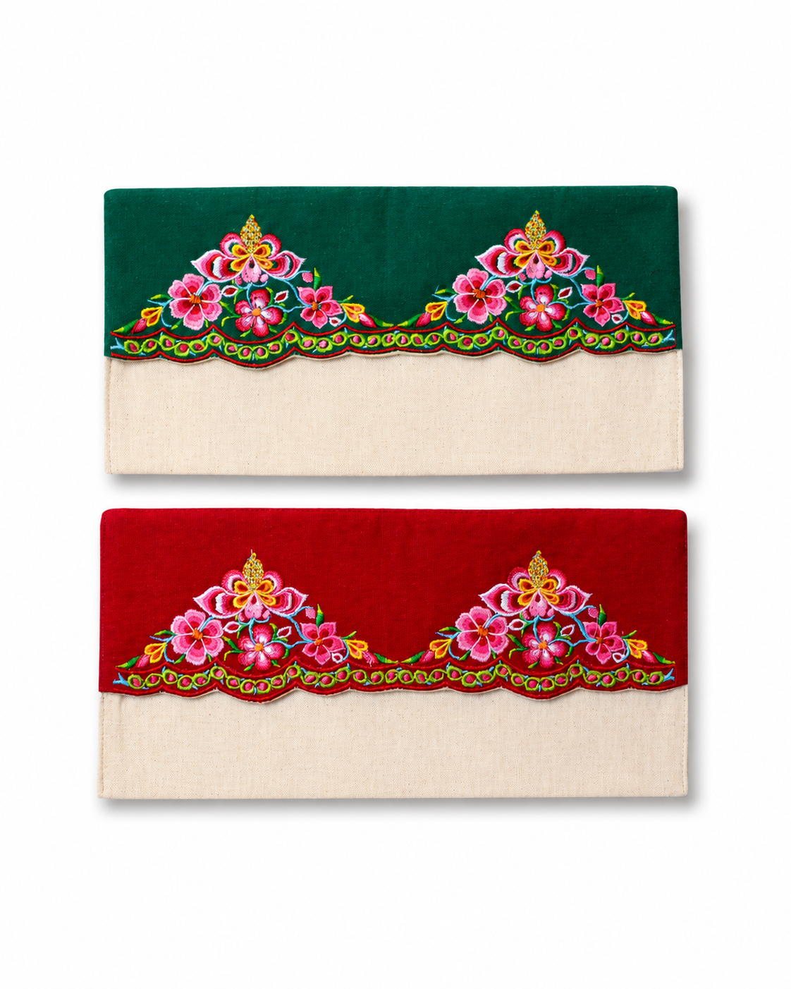 Handmade Embroidered Linen Cutlery Holder for Table