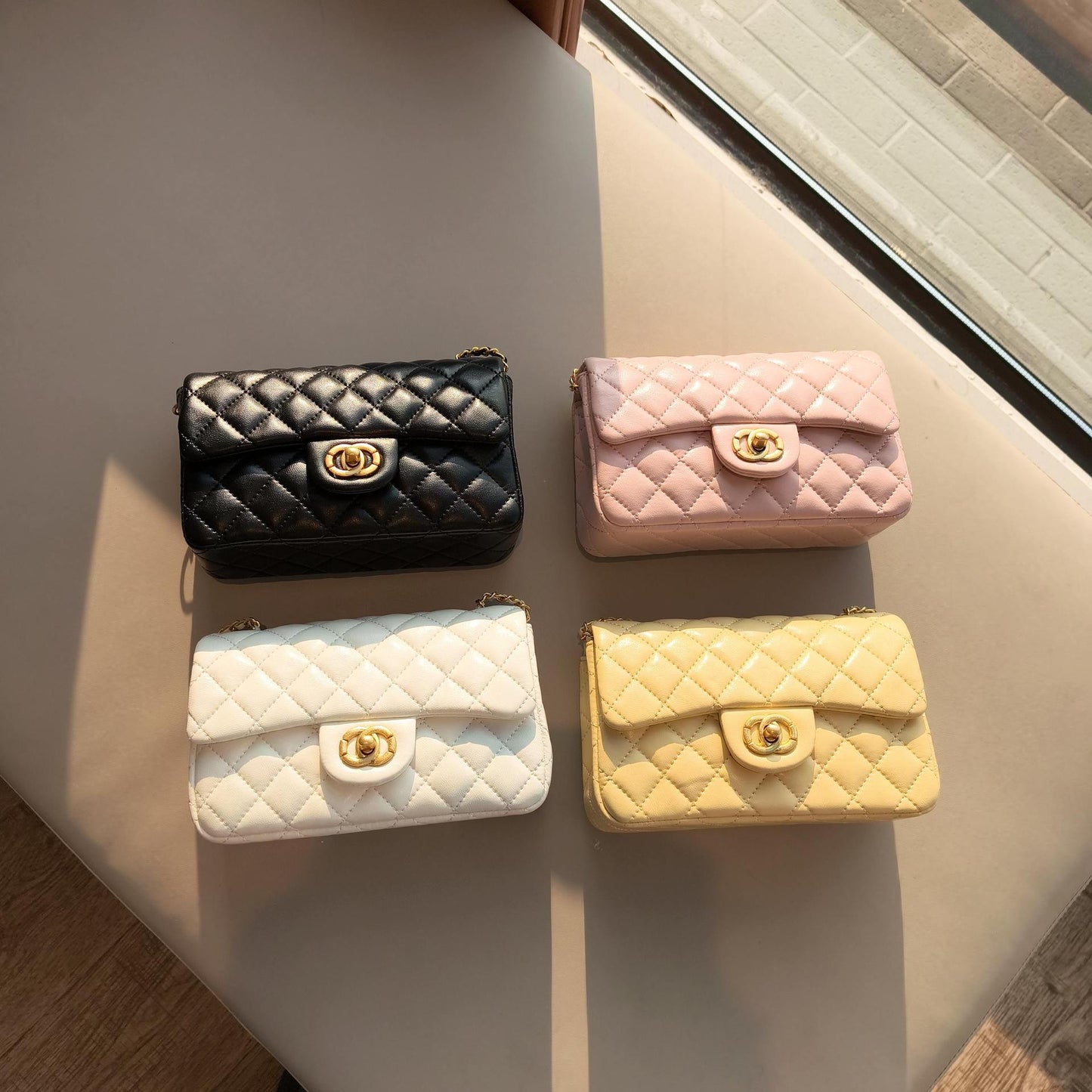 C Series · Mini Genuine Leather Quilted Chain Crossbody Bag – 7 Colors | Classic Small Flap | Greenyuna