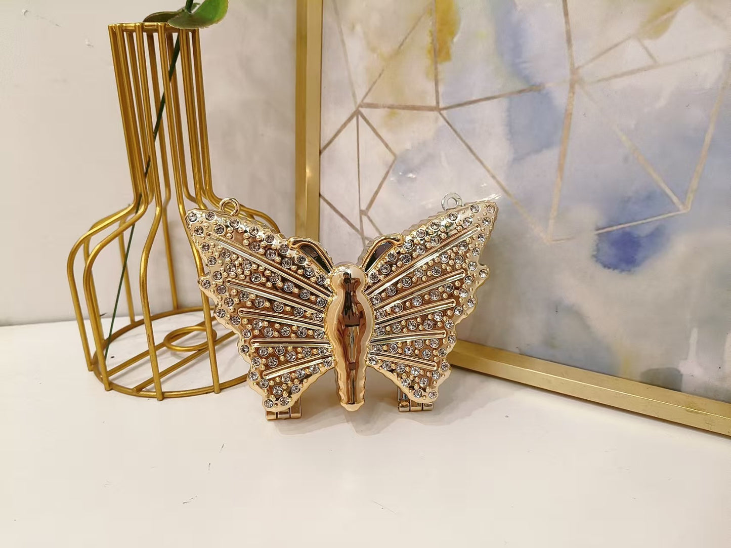 Butterfly Rhinestone Evening Clutch Bag – Sparkly Crystal Mini Crossbody