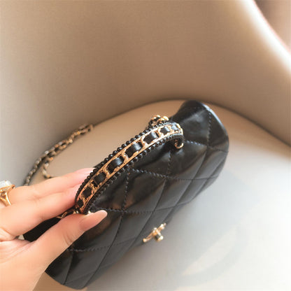 C Series · Genuine Leather Quilted Mini Pearl Handle Flap Bag – 4 Colors | Greenyuna