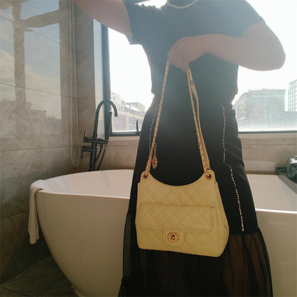 C Series · Genuine Leather Quilted Soft Chain Tote Bag – 5 Colors | Hobo Shoulder Style | Greenyuna