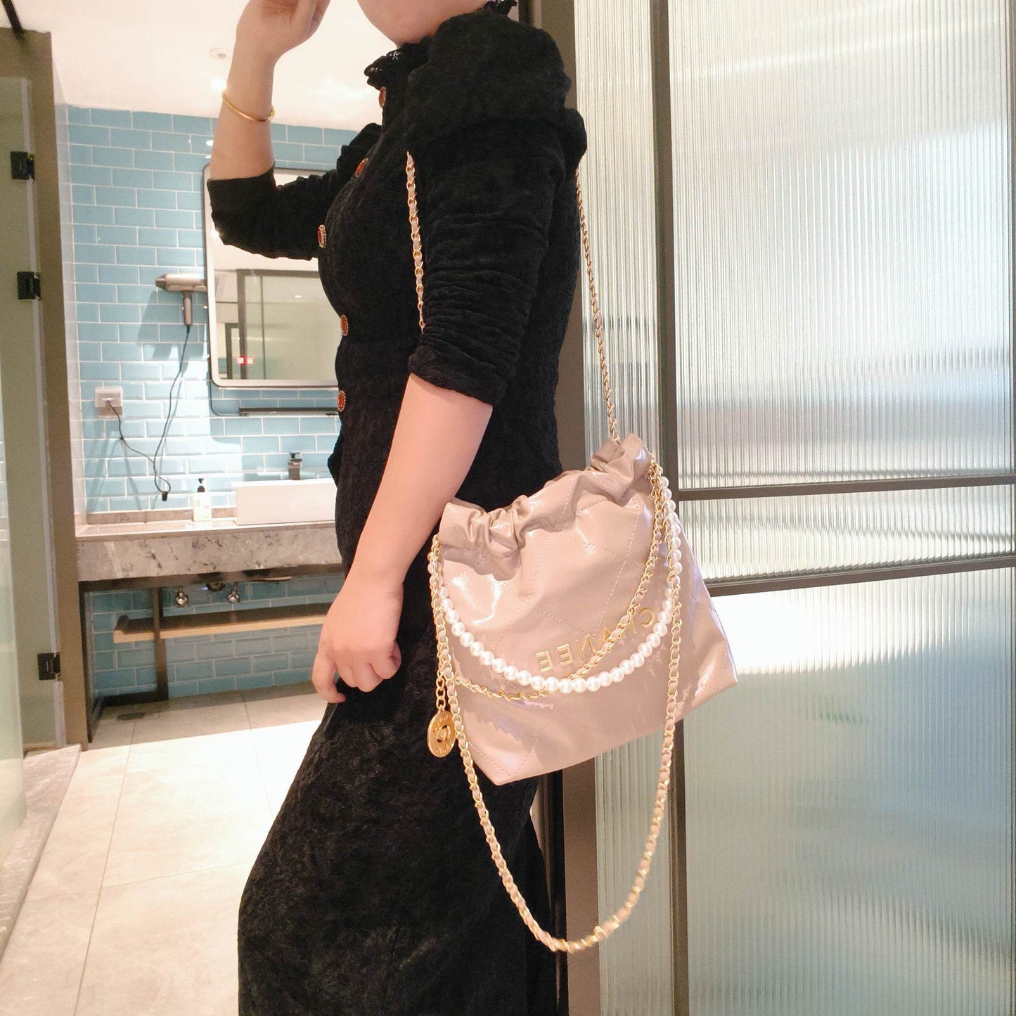 Pearl Chain Soft Quilted Hobo Bag – Shoulder & Crossbody | 5 Colors | Greenyuna