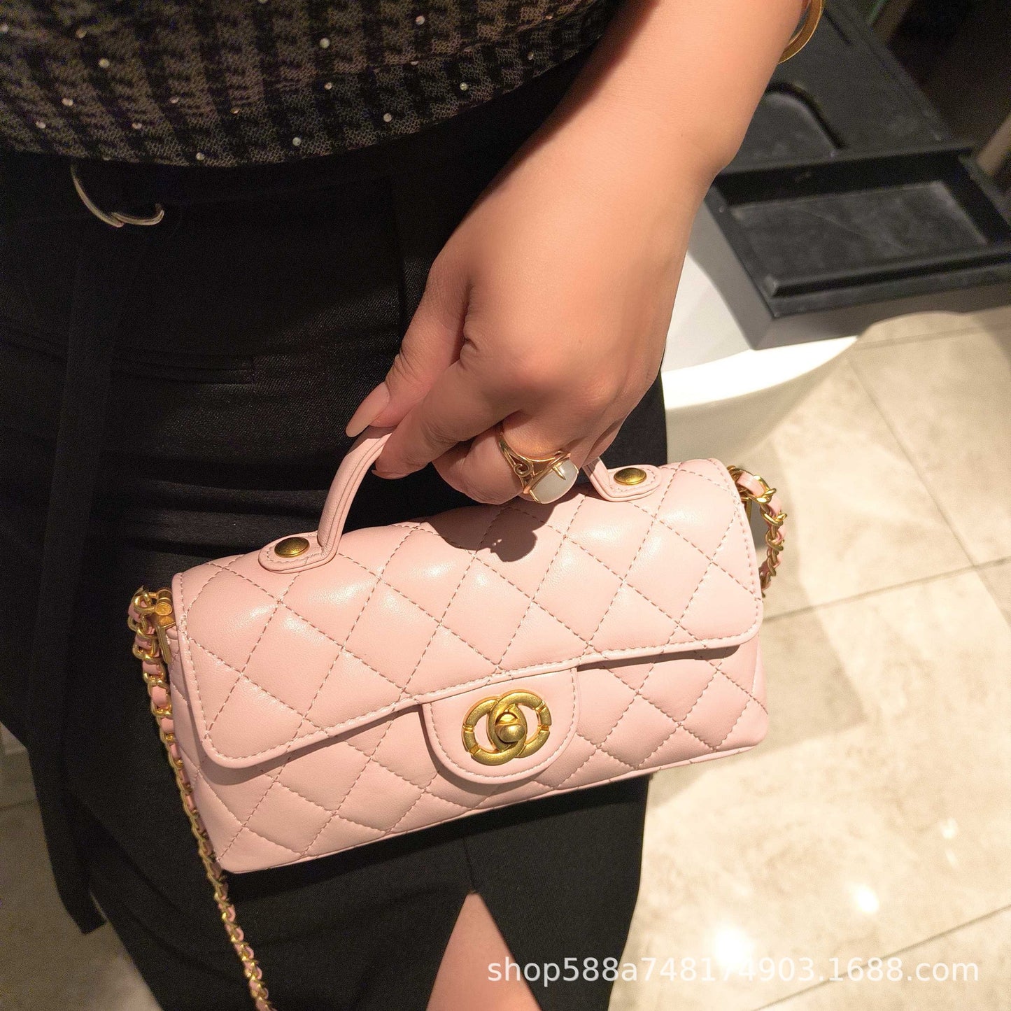 Mini Genuine Leather Quilted Top Handle & Chain Flap Bag – 4 Colors | Premium Crossbody | Greenyuna