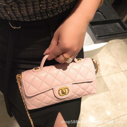 Mini Genuine Leather Quilted Top Handle & Chain Flap Bag – 4 Colors | Premium Crossbody | Greenyuna