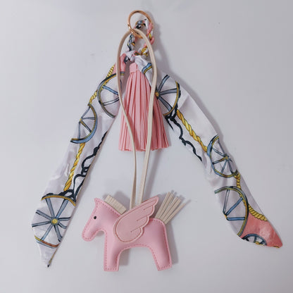 Colorful Twilly Scarf Bag Charm Set | Horse Pendant Keychain & Fashion Bag Accessory