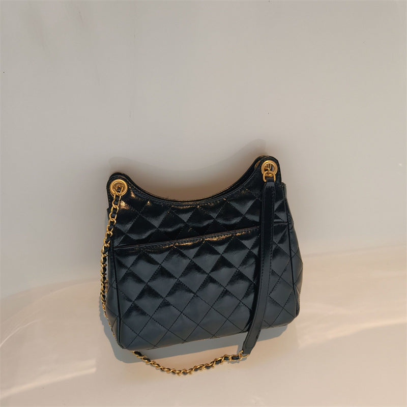 C Series · Genuine Leather Quilted Soft Chain Tote Bag – 5 Colors | Hobo Shoulder Style | Greenyuna