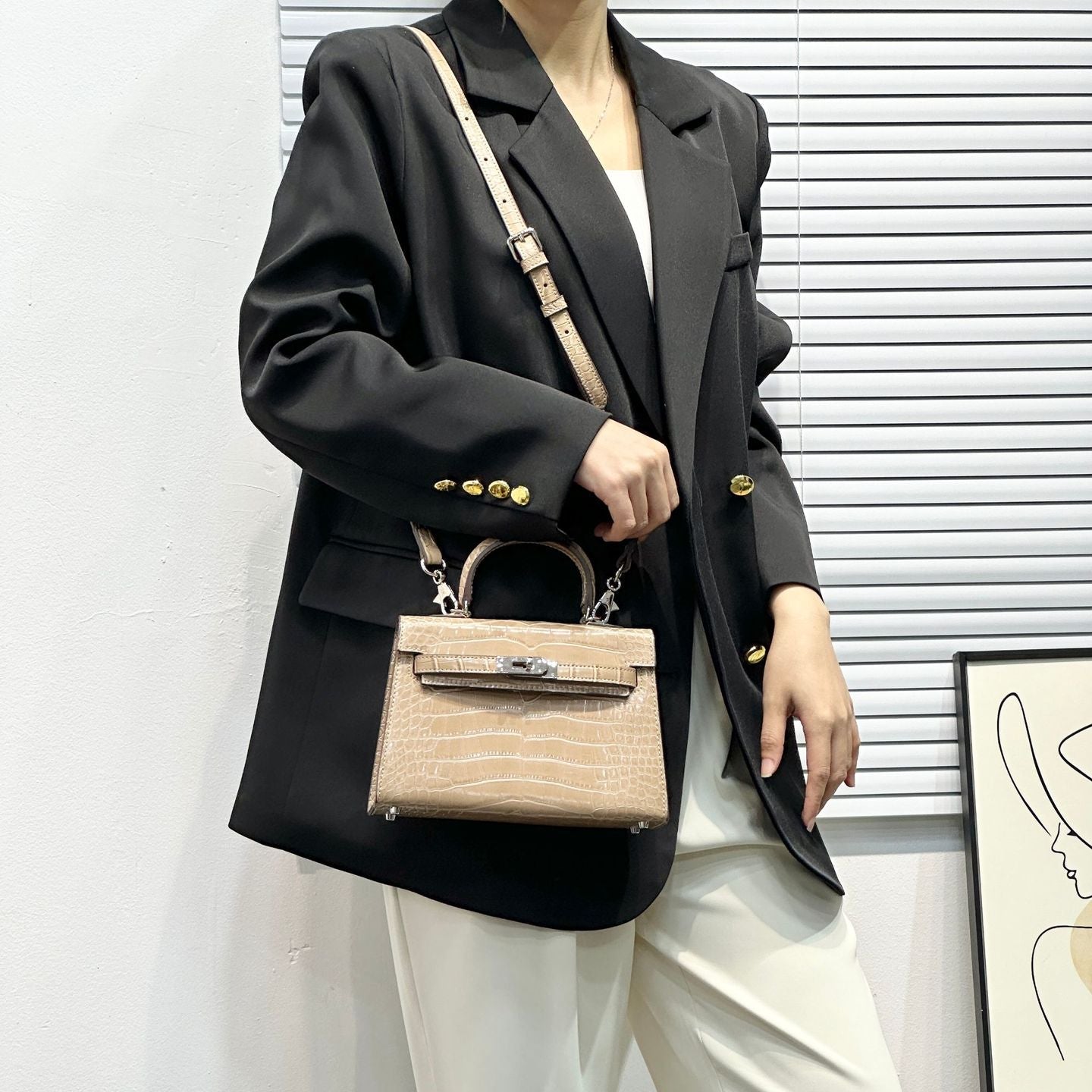 H Series Croc-Embossed Top-Handle Bag | 22cm | Factory Direct Wholesale