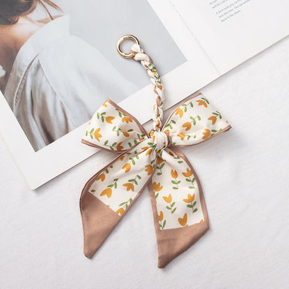 Silk Scarf Bag Charm – Twilly Ribbon Purse Accessory | Greenyuna