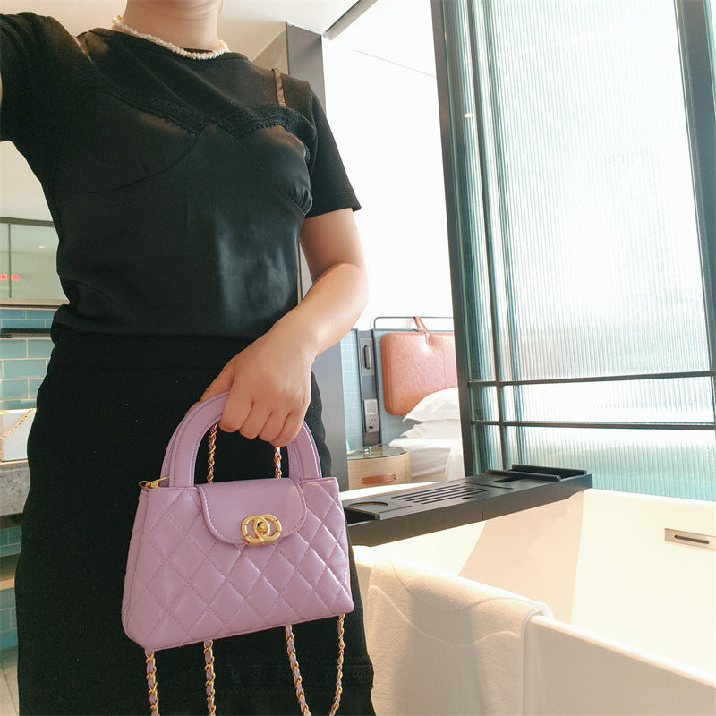 Mini Genuine Leather Quilted Top Handle Bag – 6 Colors | Handheld & Crossbody | Greenyuna