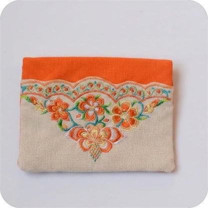 Floral Embroidered Linen Tissue Holder