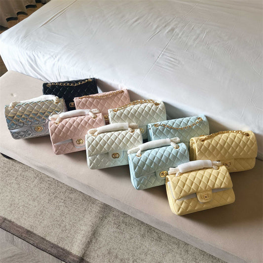 Genuine Leather Quilted Flap Shoulder Bag – Pastel Colors | Chain Strap | MOQ 2 | Greenyuna