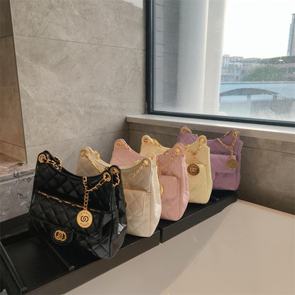 C Series · Genuine Leather Quilted Chain Shoulder Tote Bag – 5 Colors | Soft Hobo Style | Greenyuna