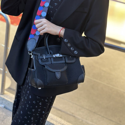 H Series Playful Outline Bag 25×13×21 cm | Canvas & PU Top Handle