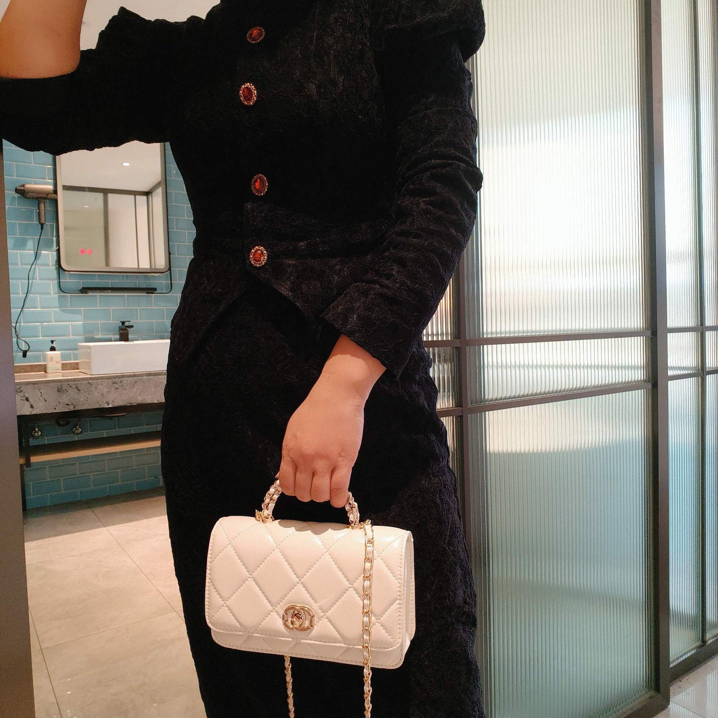 C Series · Genuine Leather Quilted Mini Chain Top Handle Flap Bag – 5 Colors | Greenyuna