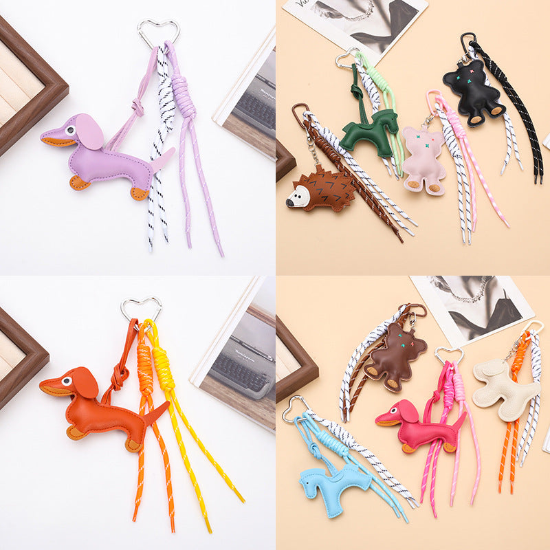PU Horse Tassel Bag Charm Set | Cute Pendant with Braided Rope