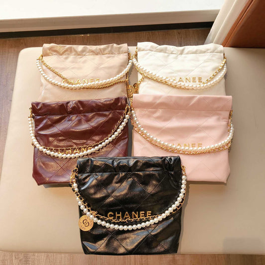 Pearl Chain Soft Quilted Hobo Bag – Shoulder & Crossbody | 5 Colors | Greenyuna