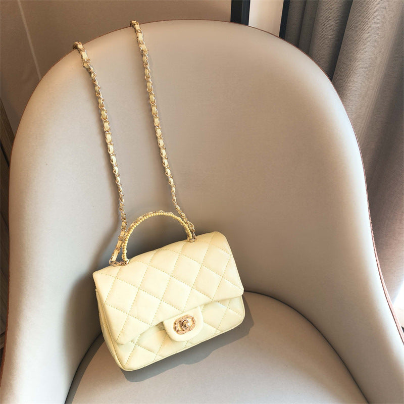 C Series · Genuine Leather Quilted Mini Pearl Handle Flap Bag – 4 Colors | Greenyuna