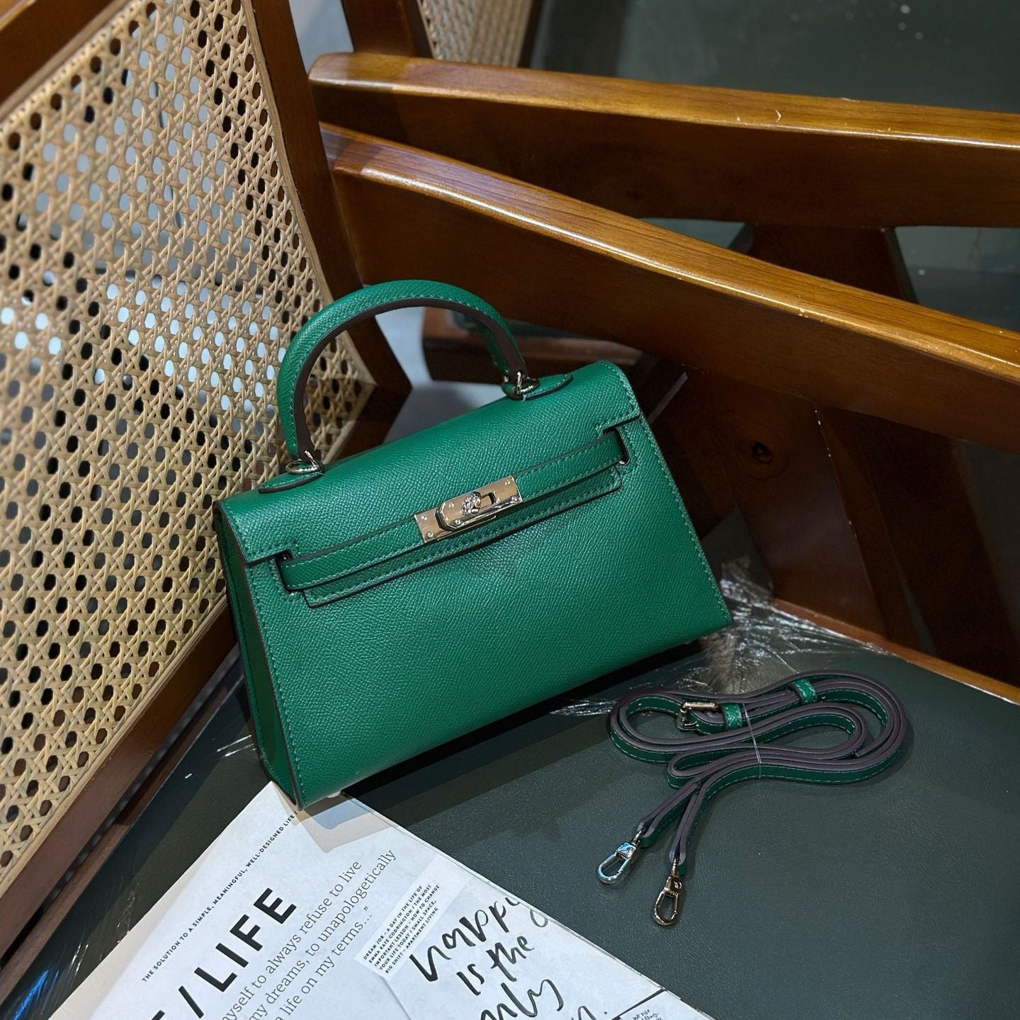 Elegant Structured Bag Wholesale |22 cm PU Handbag Silver | GREEN Factory