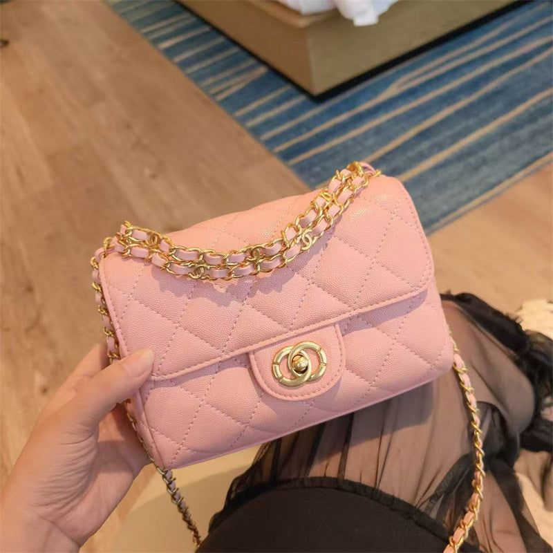 C Series · Genuine Leather Quilted Mini Chain Shoulder Flap Bag – 6 Colors | Greenyuna