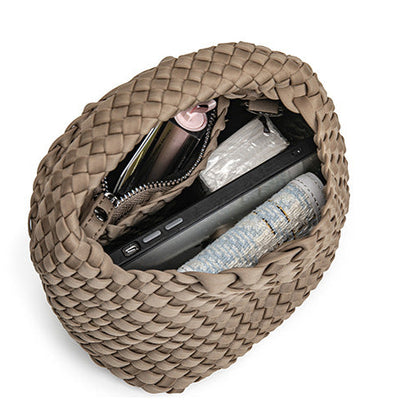 D Series Mini Woven PU Handbag – 16cm Small Bag with Top Handle